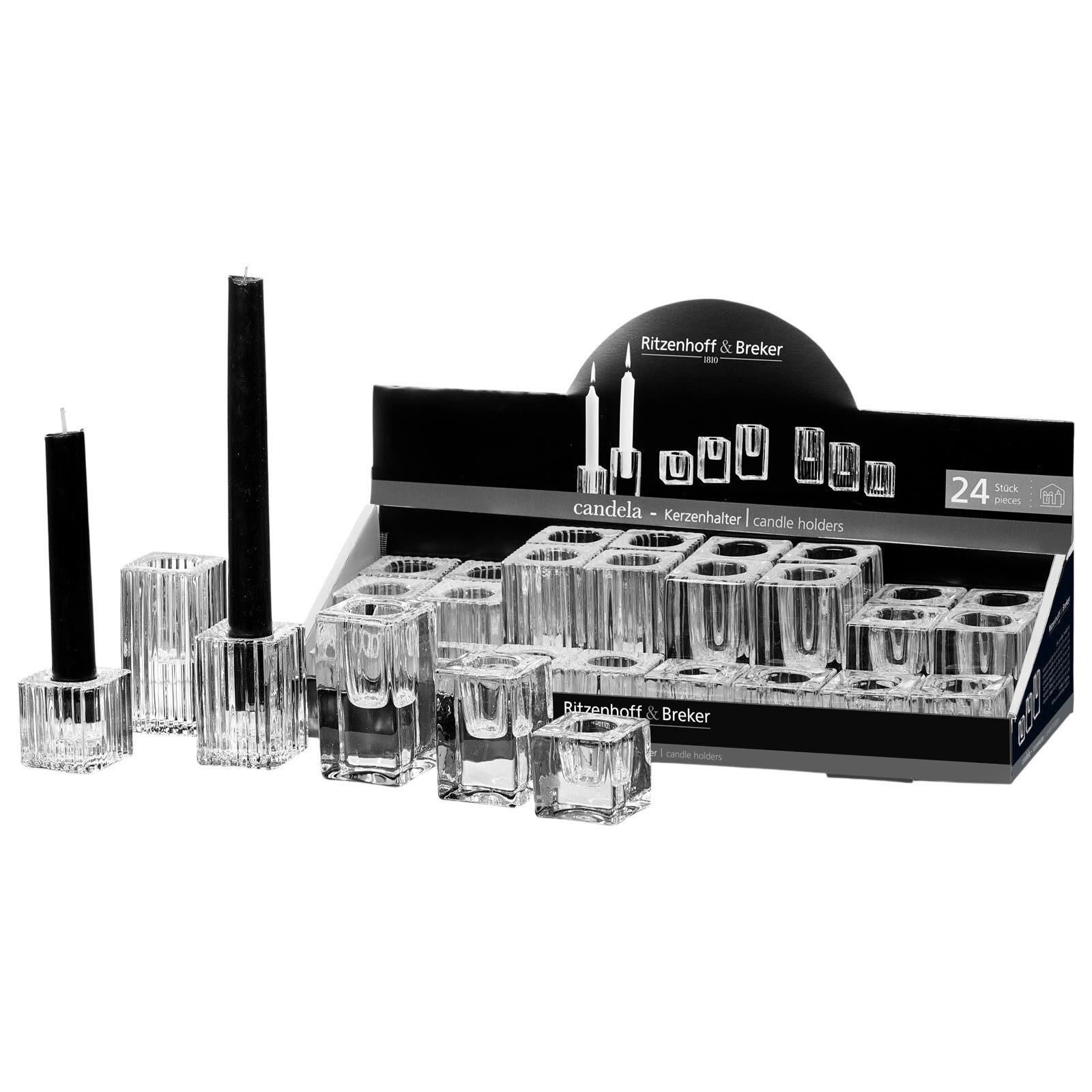 KERZENHALTER Candela transparent 4 / 6 / 8 cm 24-tlg. - Transparent, Glas (2/2/2cm) - Ritzenhoff Breker