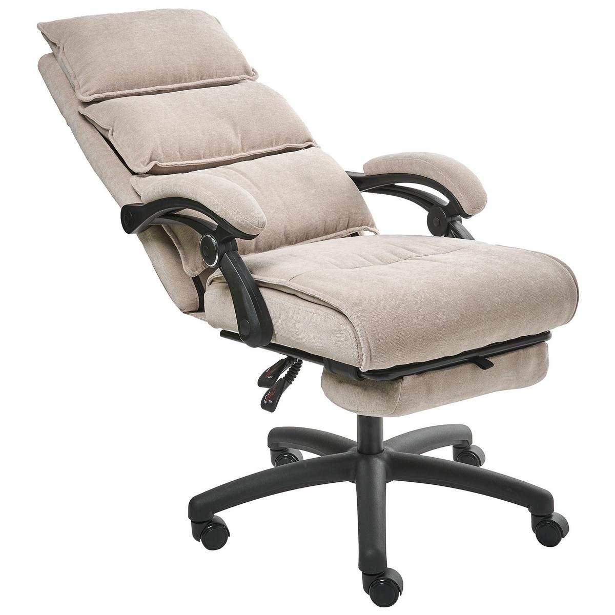 CHEFSESSEL mit Fußstütze Chenillegewebe Beige Eaton - Beige, Textil (50/114/66cm) - Beliani