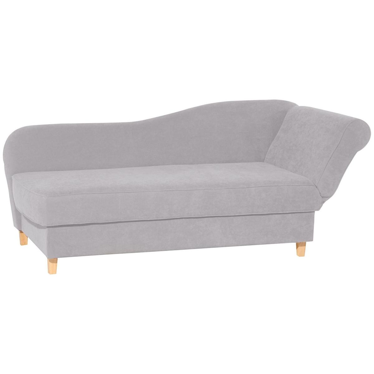 RECAMIERE mit Armteil rechts klappbar Katia Bezug Veloursstoff Buche natur / silber - Grau, Kunststoff (190/82/88cm) - 58aufmkessel