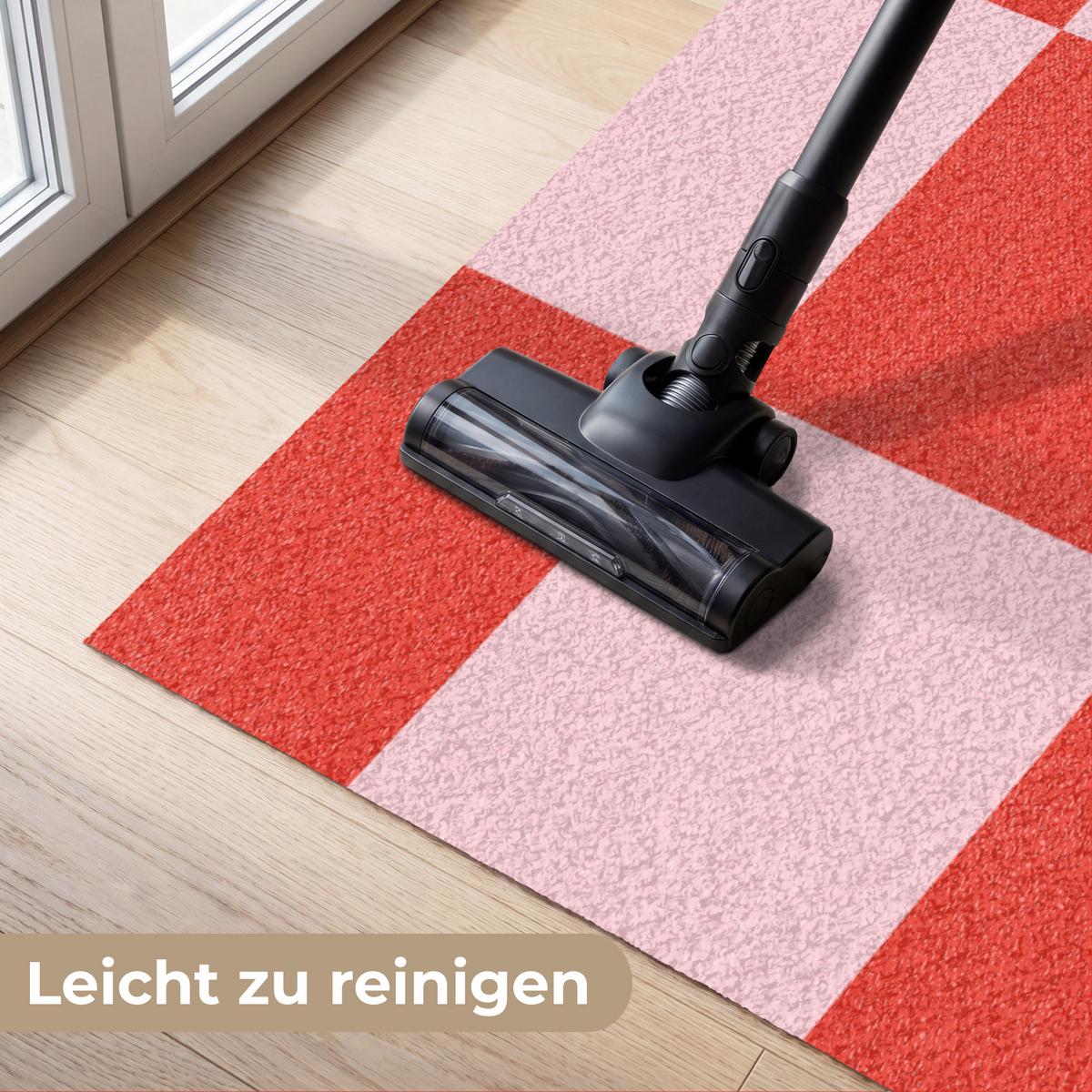 FUSSMATTE Schachbrettmuster - Rot - Rosa - Würfel Türmatte 180x120 cm - Rot, Kunststoff (180/0.4cm) - MuchoWow
