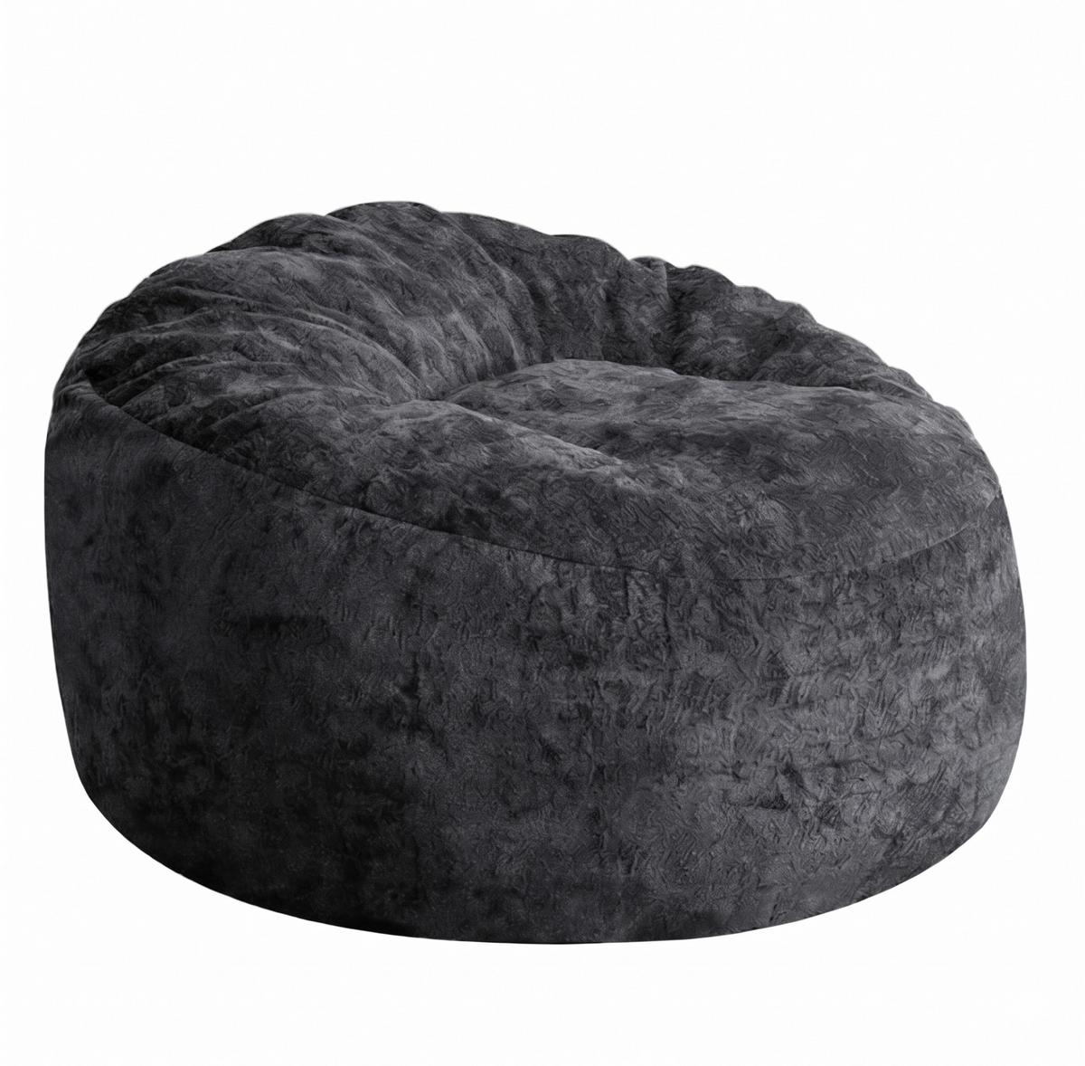 SITZSACK aus Flanell in Schwarz, mit geschwungener Rückenlehne und ergonomischer Passform - Schwarz, Textil (103/65/103cm) - Urban Meuble