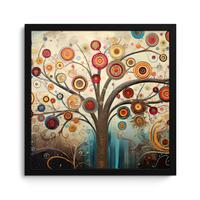 POSTER MIT RAHMENGERAHMTES BILD Baum - Baum des Lebens - Farbe 40x40 cm - Braun, Papier (40/40cm) - MuchoWow