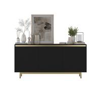 KOMMODE Selene 3D Schwarz matt 167 cm mit goldenem Metallrahmen - Goldfarben/Schwarz, Holzwerkstoff/Metall (167/79/35cm) - Meble Lindner