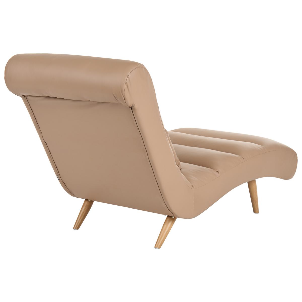 CHAISELONGUE Kunstleder Hellbraun Rives - Hellbraun/Braun, Textil (78/97/160cm) - Beliani