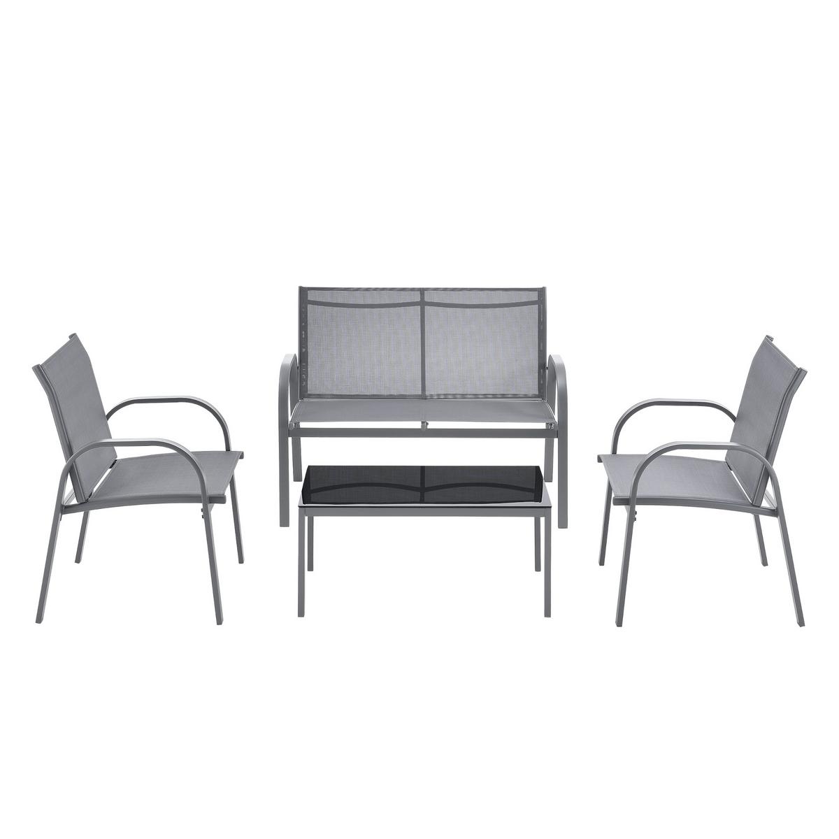 GARTENMÖBEL-SET 4 TLG. Gagra - Hellgrau, Metall - [en.casa]