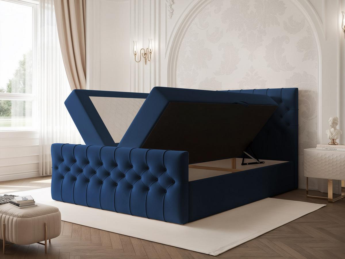 BOXBETT JOLIE 180x200 cm mit Matratze, Blau - Blau, Textil (180/200cm) - Idohome
