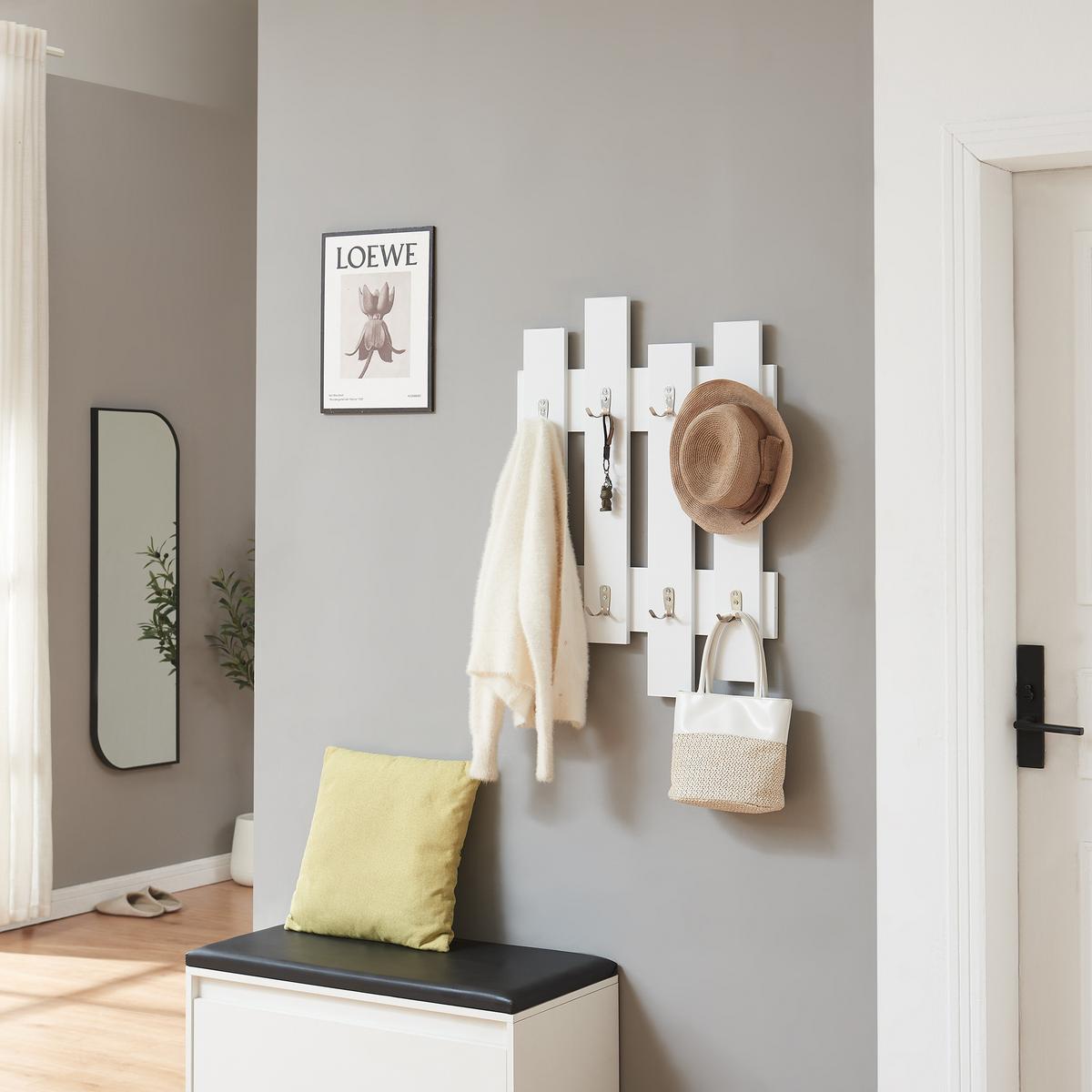 WANDGARDEROBE Raseborg - Weiß, Holzwerkstoff (60/80/3cm) - [en.casa]