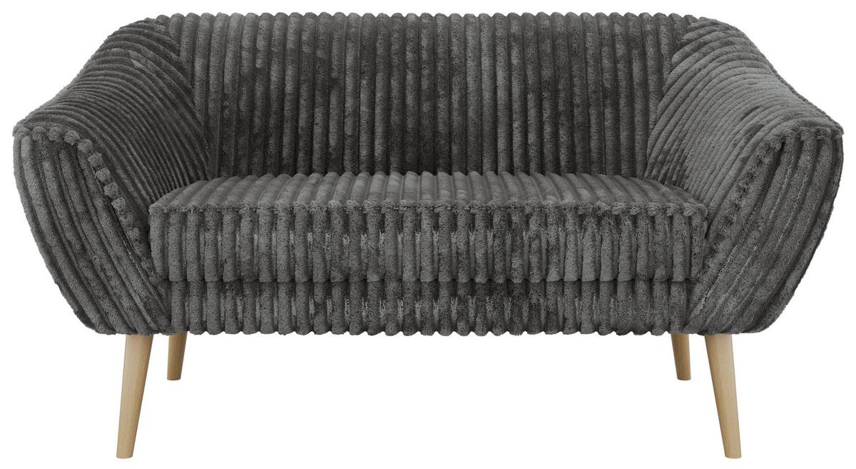 2-SITZER-SOFA PIRS - Grau Cord - Holzbeine - Buchefarben/Grau, Holzwerkstoff/Textil (140/75/74cm) - MKS