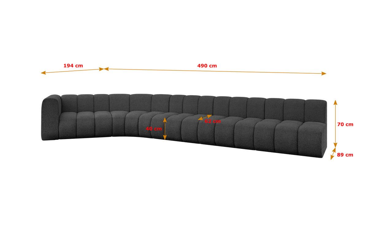 ECKSOFA modulares Sofa Karex-L3 - 490x194x70 cm Grau - Grau, Holzwerkstoff/Textil (490/194cm) - ALTDECOR