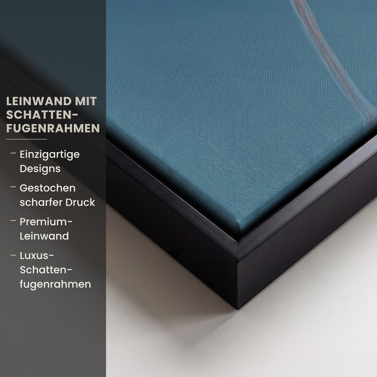 LEINWAND Bilder mit Rahmen - Löwenzahn - Wind - Blau - 80x60 - Blaugrau, Textil (80/60cm) - MuchoWow