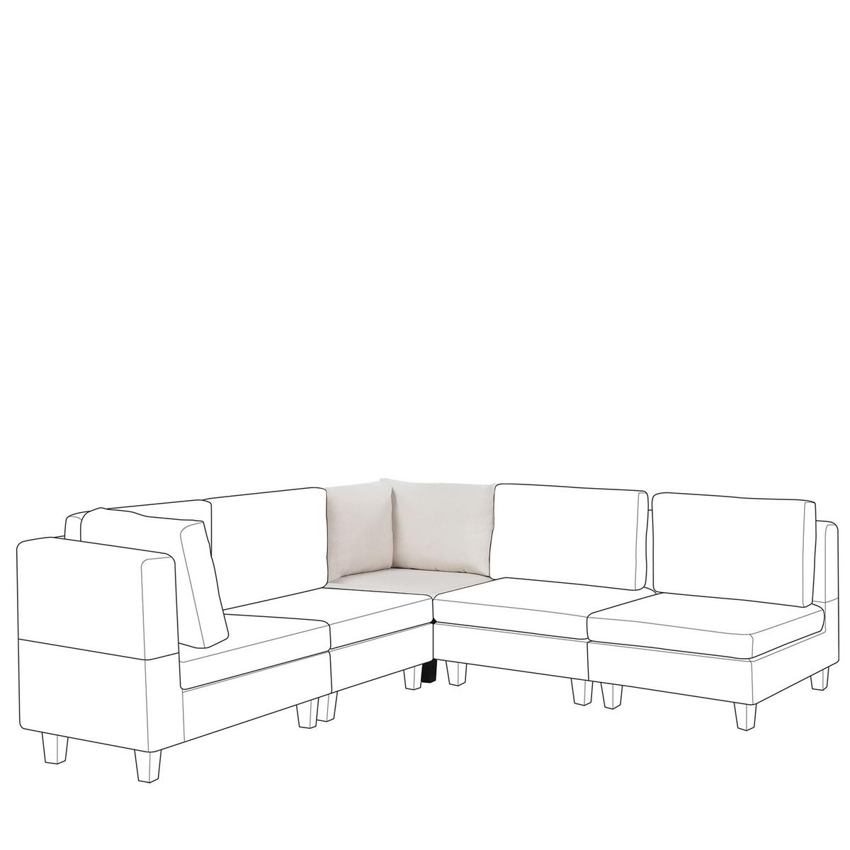 ECKMODUL Stoff Hellbeige Unstad - Beige/Schwarz, Textil (76/72/76cm) - Beliani