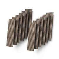 WANDPANEELE Grivola Nussbaum 12 Stück - Walnussfarben, Holzwerkstoff (120/40/1.8cm) - Livinity®