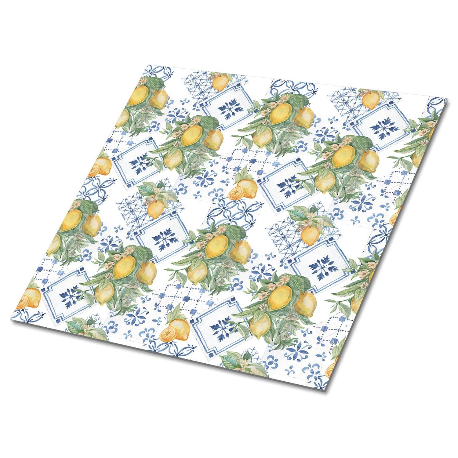 FLIESENAUFKLEBER 9 Stück 30x30 cm selbstklebend Zitronen - Gelb, Textil (30/1.6/30cm) - TULUP