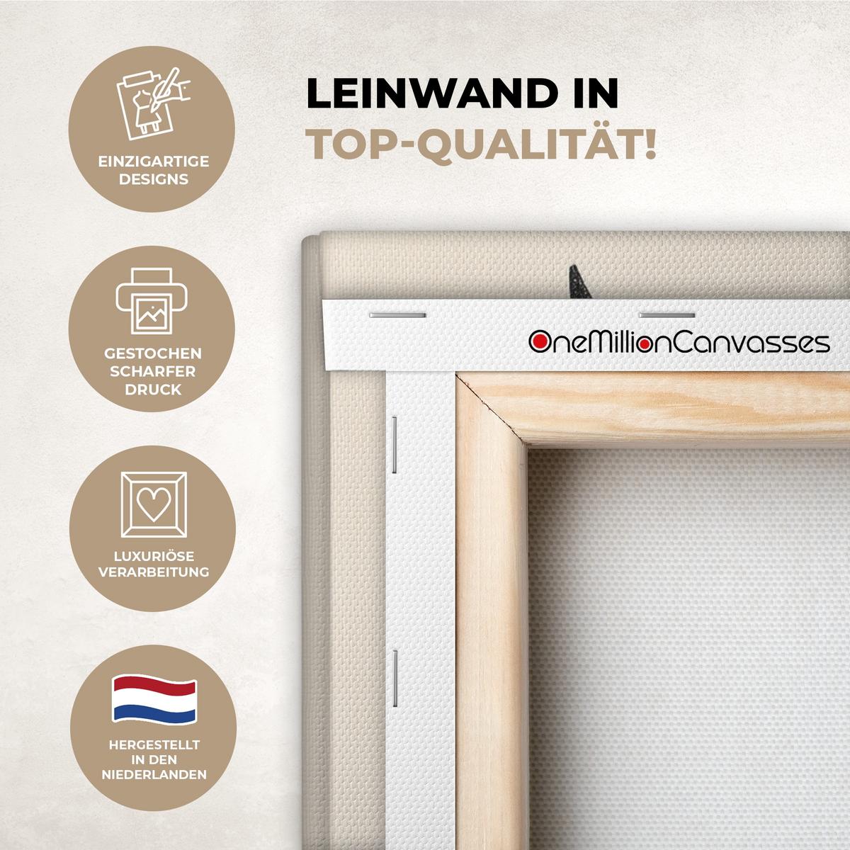 LEINWANDBILD Pflanze - Beige - Japanisch Wandbild Wohnzimmer 60x80 cm - Schwarz, Textil (60/80cm) - MuchoWow