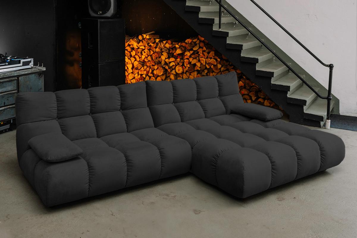 ECKSOFA VIVIEN Schwarz Velvet - Schwarz, Kunststoff/Textil (290/178cm) - KAWOLA