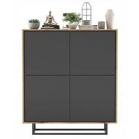 KOMMODE Apollo 4D Eiche wotan Graphit Matt 113 cm - Graphitfarben/Schwarz, Holzwerkstoff/Metall (113/127/35cm) - Meble Lindner