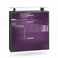 SCHUHSCHRANK Malea Fronten in Brombeer Hochglanz - Brombeere, Holzwerkstoff (89/96/23cm) - Vladon