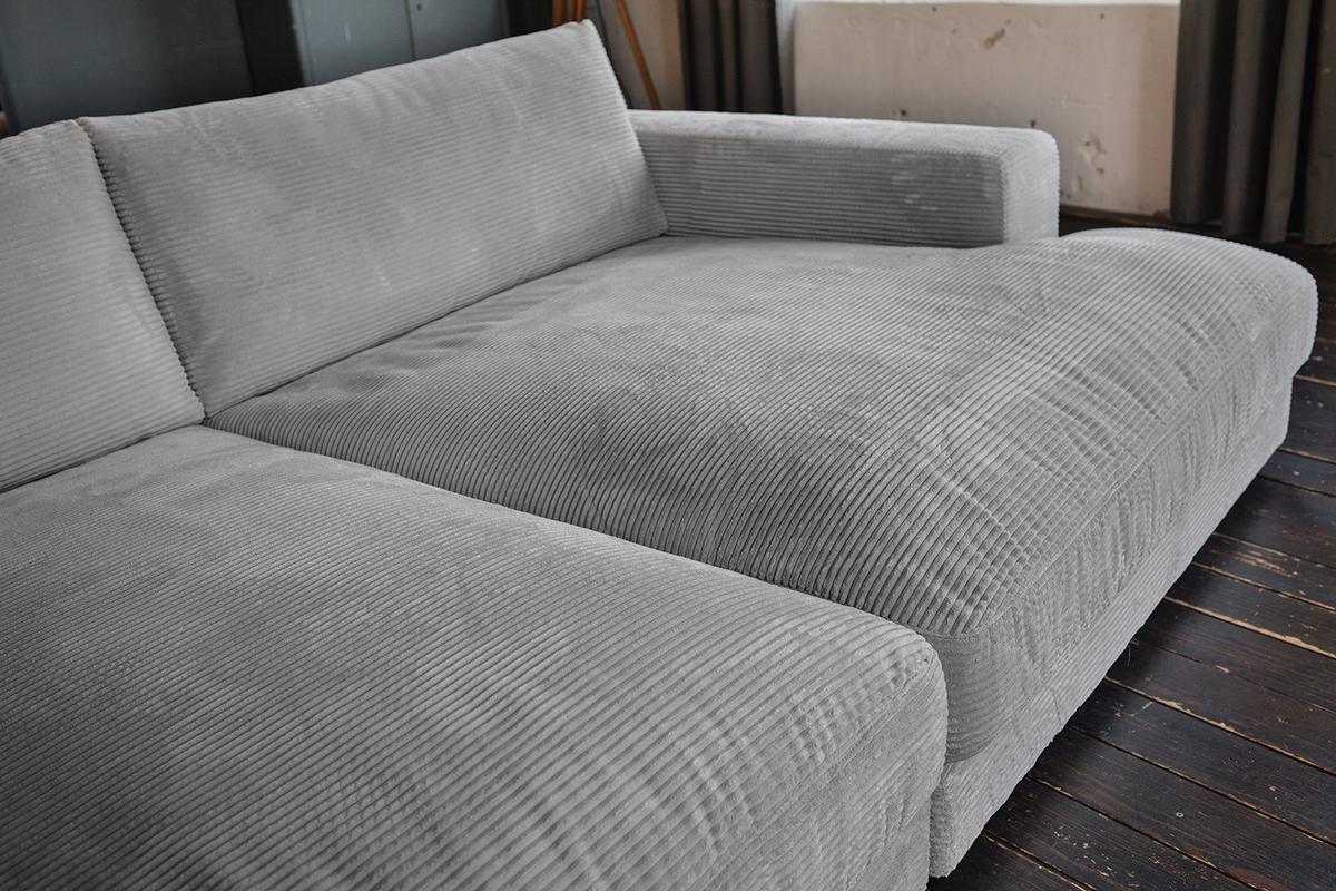 BIG SOFA-SET 6-TLG MADELINE Grau Cord - Schwarz/Grau, Kunststoff/Textil (290/85/170cm) - KAWOLA
