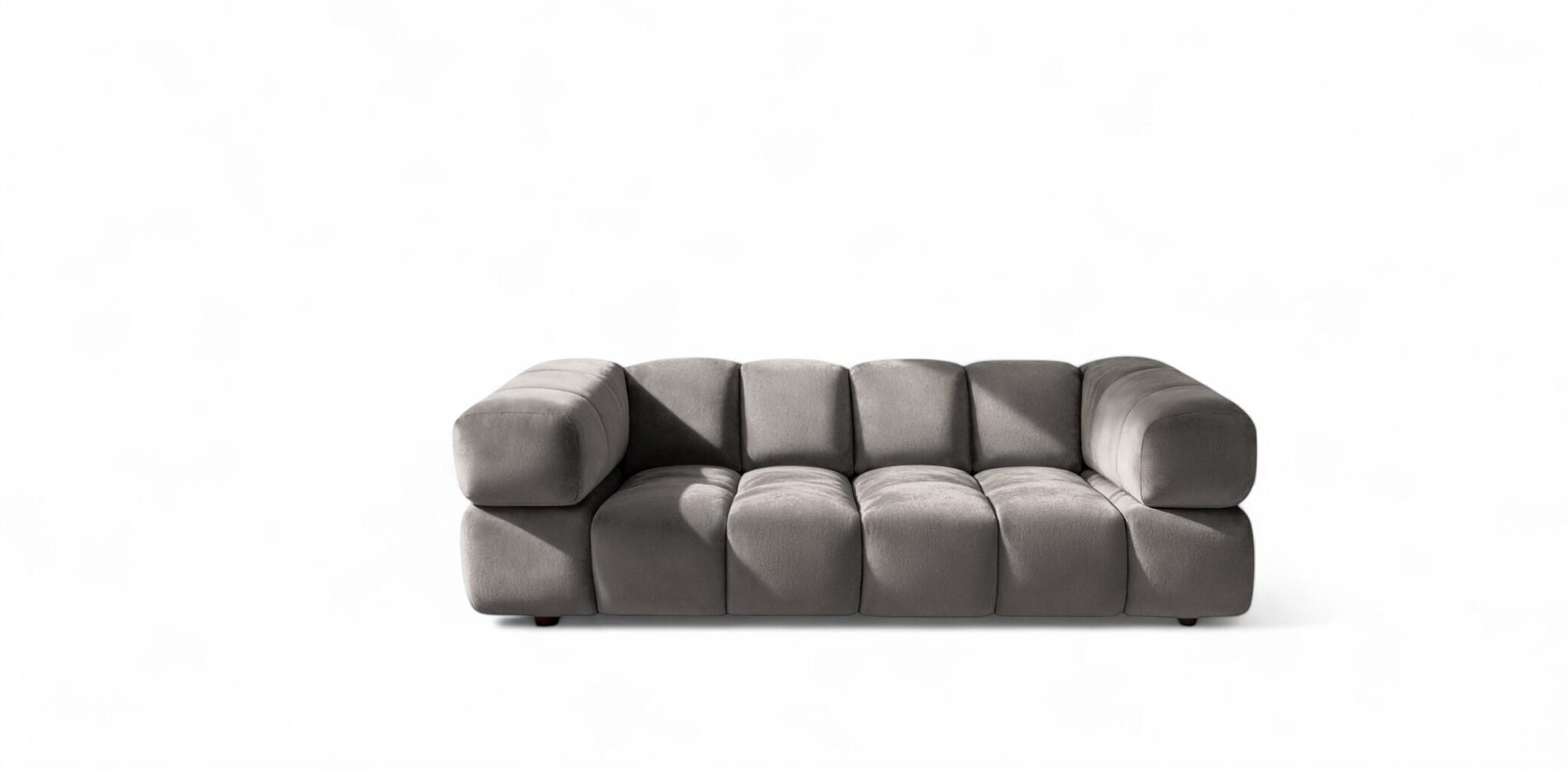 SOFA 3-sitzer Blanche In Bluvel - Grau, Holzwerkstoff/Textil (240/70/96cm) - Fun Möbel
