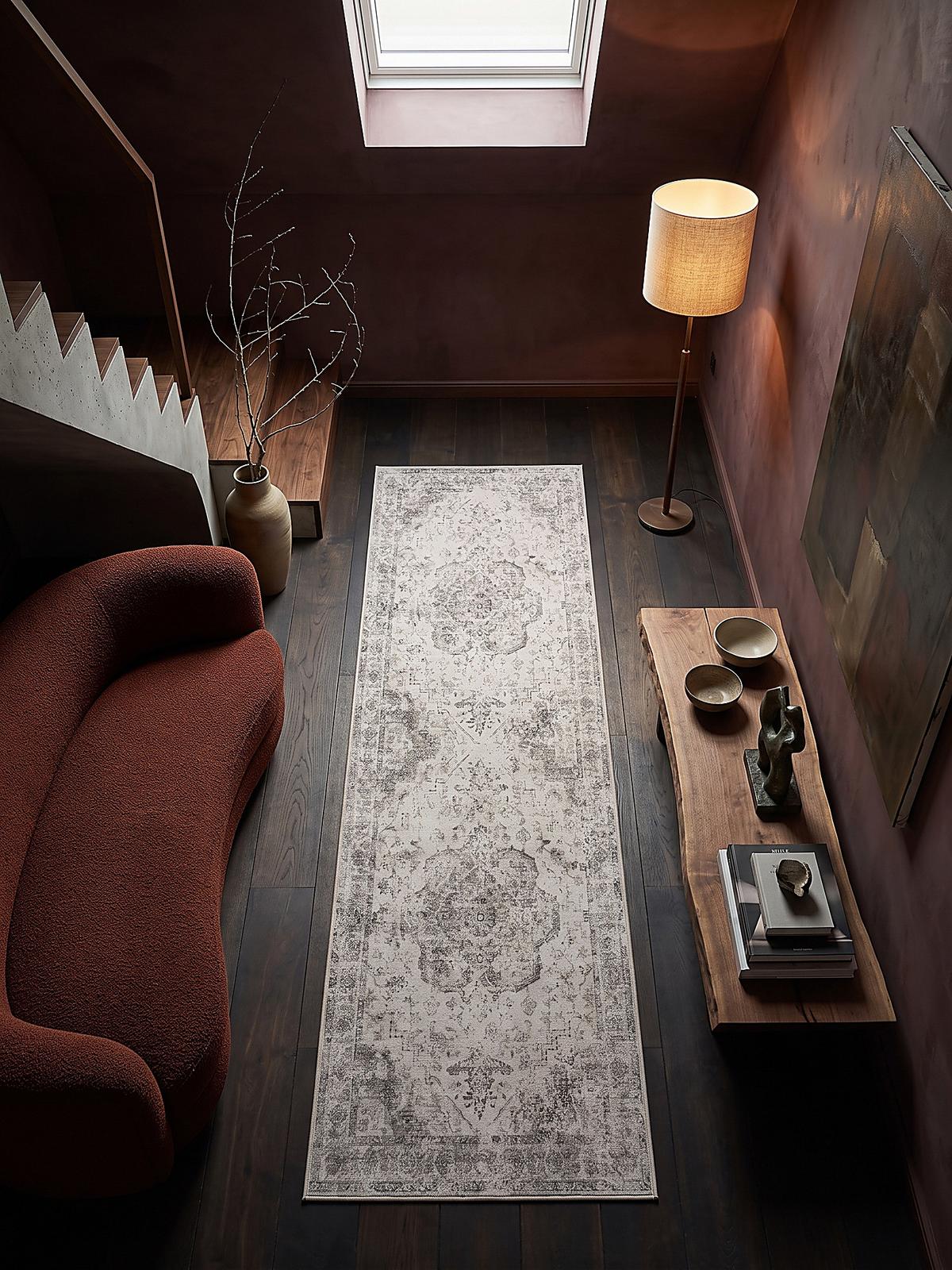 LÄUFER waschbar, mit floralen Ornamenten, VERNANTE in Beige-Grau, 80 x 150 cm - Beige, Textil (80/150cm) - KADIMA DESIGN