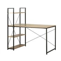 SCHREIBTISCH L120cm mit 4 Regalen im Industrial-Stil - Eschefarben, Holzwerkstoff (6.5/6.5/120cm) - Calicosy