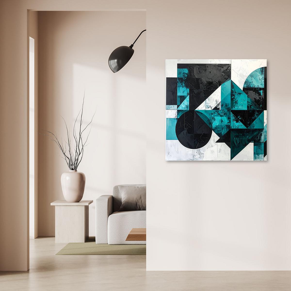 LEINWANDBILD 3D und geometrisch 20x20cm - Türkis, Textil (20/20cm) - Feeby