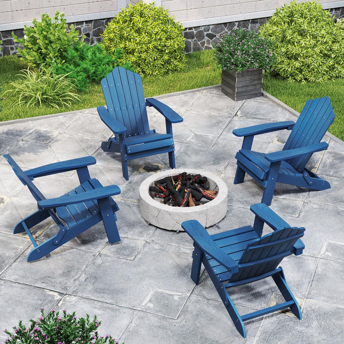 KLAPPSTUHL Marineblau - Dunkelblau, Metall (92/81/78cm) - COSTWAY