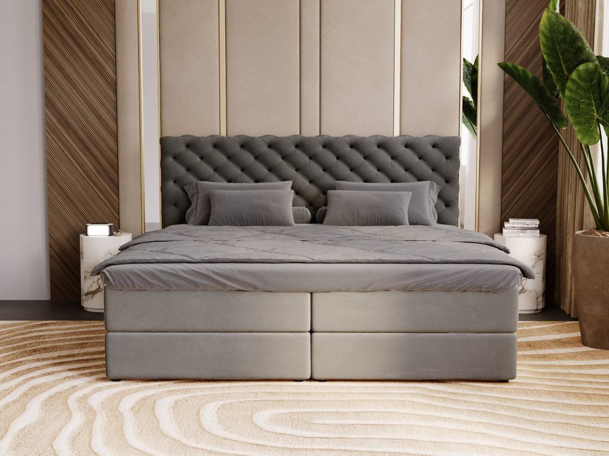 BOXBETT Bergamo 140x200 Dunkelgrau - Dunkelgrau/Schwarz, Holz/Textil (140/200cm) - Graingold