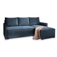 ECKSOFA PERUSI Blau Kordstoff mit Schlaffunktion - Blau/Grau, Holz/Kunststoff (206/143cm) - MASSENO