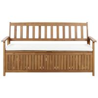 GARTENBANK mit Auflage 160 cm Akazienholz Cremeweiß Sovana - Creme/Braun, Holz (160/91/60cm) - Beliani