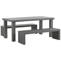 GARTENMÖBEL SET Beton grau Tisch mit 2 Bänken U-Form Taranto - Grau, Stein - Beliani