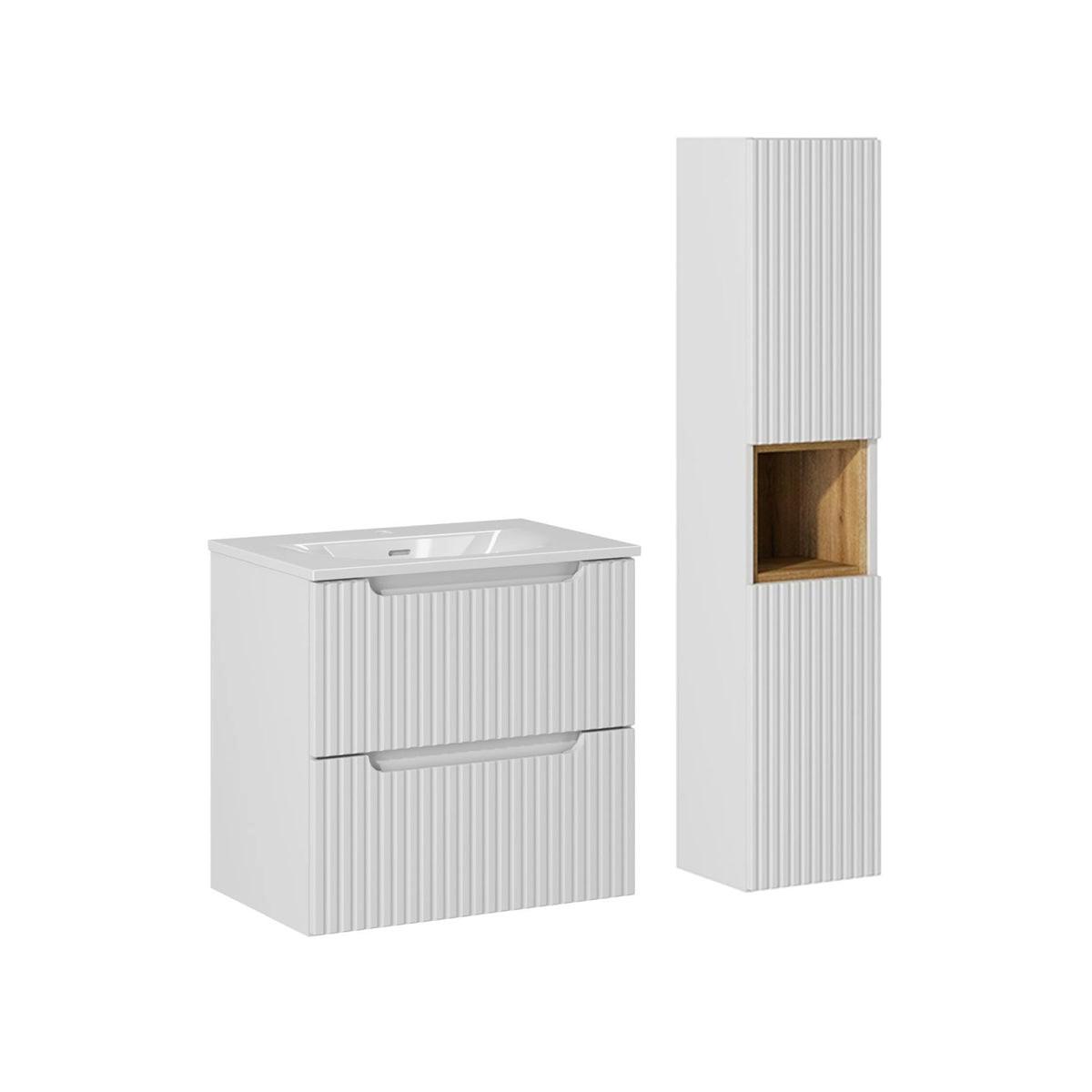 BADMÖBEL 60cm Riva 2er-Set Weiß - Weiß, Holzwerkstoff (60/57/40cm) - Petits-meubles