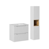 BADMÖBEL 60cm Riva 2er-Set Weiß - Weiß, Holzwerkstoff (60/57/40cm) - Petits-meubles