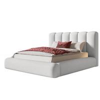 BETT 140x200 - Polsterbett mit Bettkasten und Metallrahmen - Modern Bett - Eleganter Catch Me-Stoff - Kollektion Alva Maxi - Weiß - Weiß, Holz/Textil (140/200cm) - Alpi-Möbel