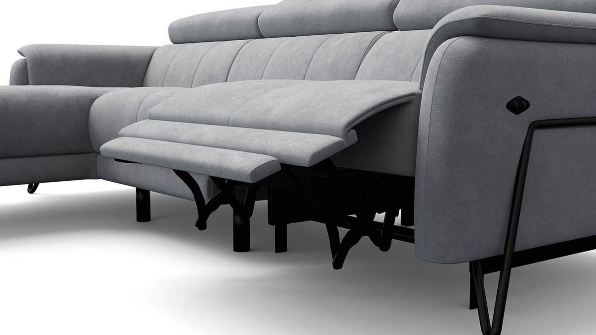 ECKSOFA RODEN 4-Sitzer mit Relax, hellgrau, Veloursstoff - Hellgrau, Holz/Textil (268/92cm) - Wozimo