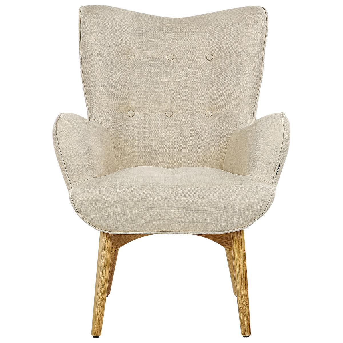 SESSEL Helles Beige mit Hocker Vejle - Beige/Creme, Textil (81/100/78cm) - Beliani