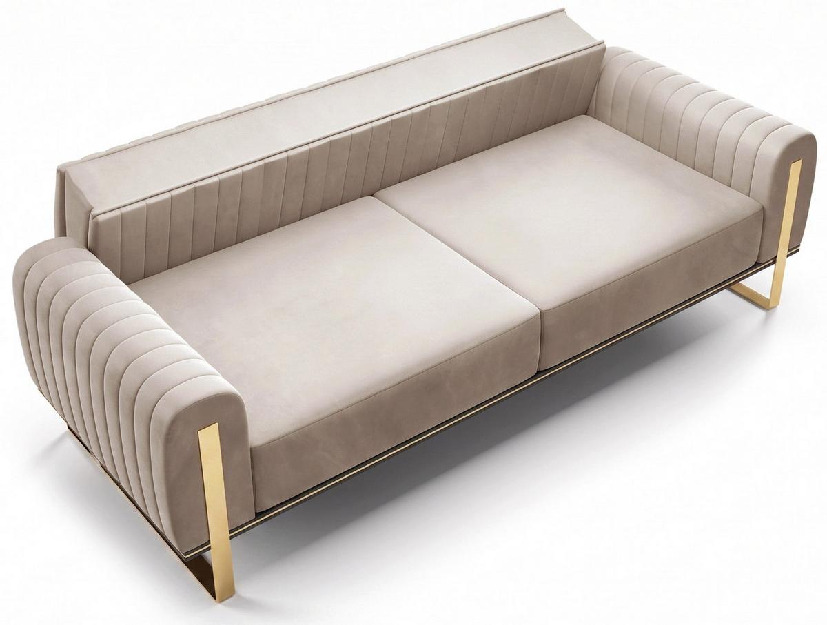 SOFA Parissa 228 cm - Ecru/Goldfarben, Textil/Metall (228/79/92cm) - Selsey