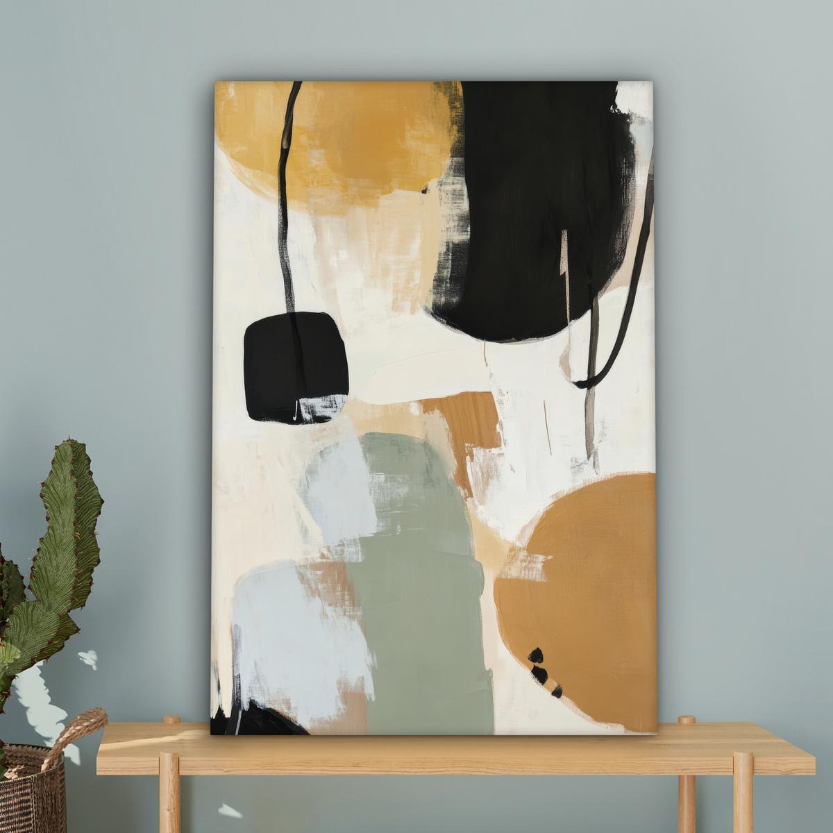 LEINWANDBILD Farbe - Abstrakt - Farben Wanddeko Schlafzimmer 60x90 cm - Currygelb, Textil (60/90cm) - MuchoWow