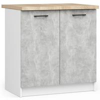 UNTERSCHRANK Weiß, Beton 85/80/46 - Hellgrau/Weiß, Holzwerkstoff (80/85/46cm) - RAUMHIRSCH FURNITURE