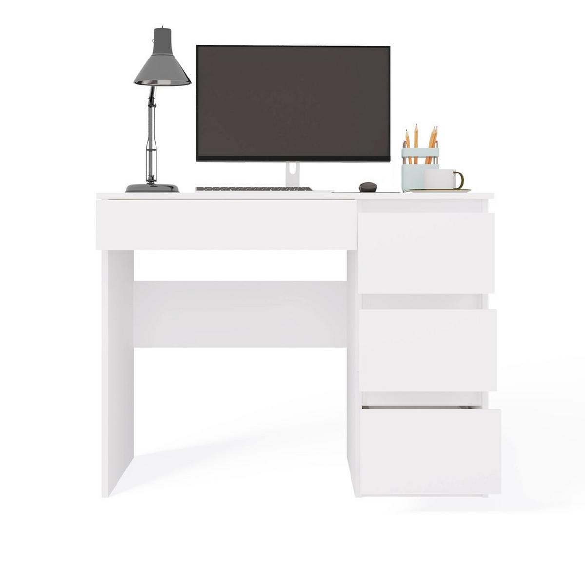 SCHREIBTISCH Weiß 98/76/51 - Weiß, Holzwerkstoff (124/85/76cm) - RAUMHIRSCH FURNITURE