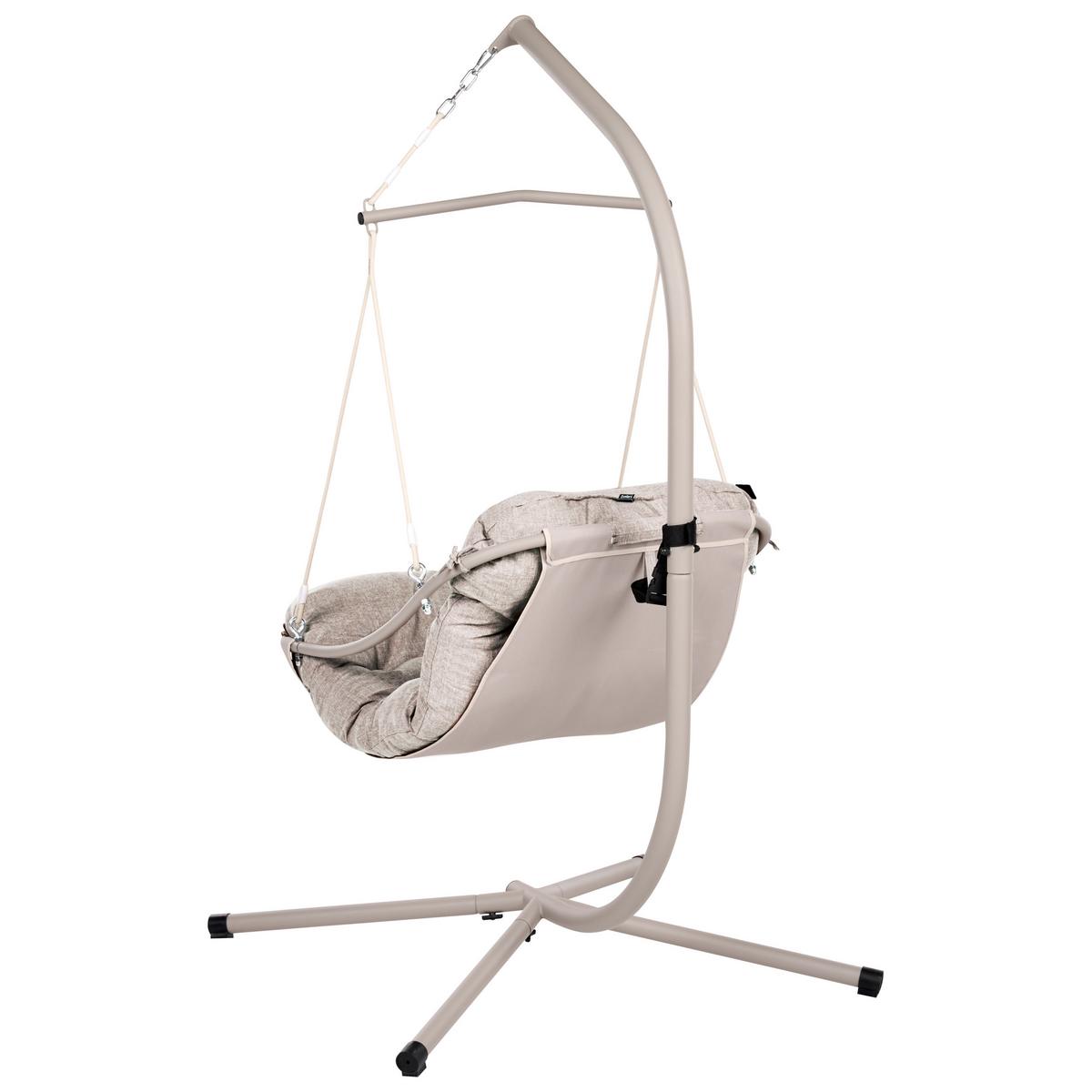 HÄNGESESSEL mit Gestell Metall Beige Alghero - Beige, Textil (109/195/101cm) - Beliani
