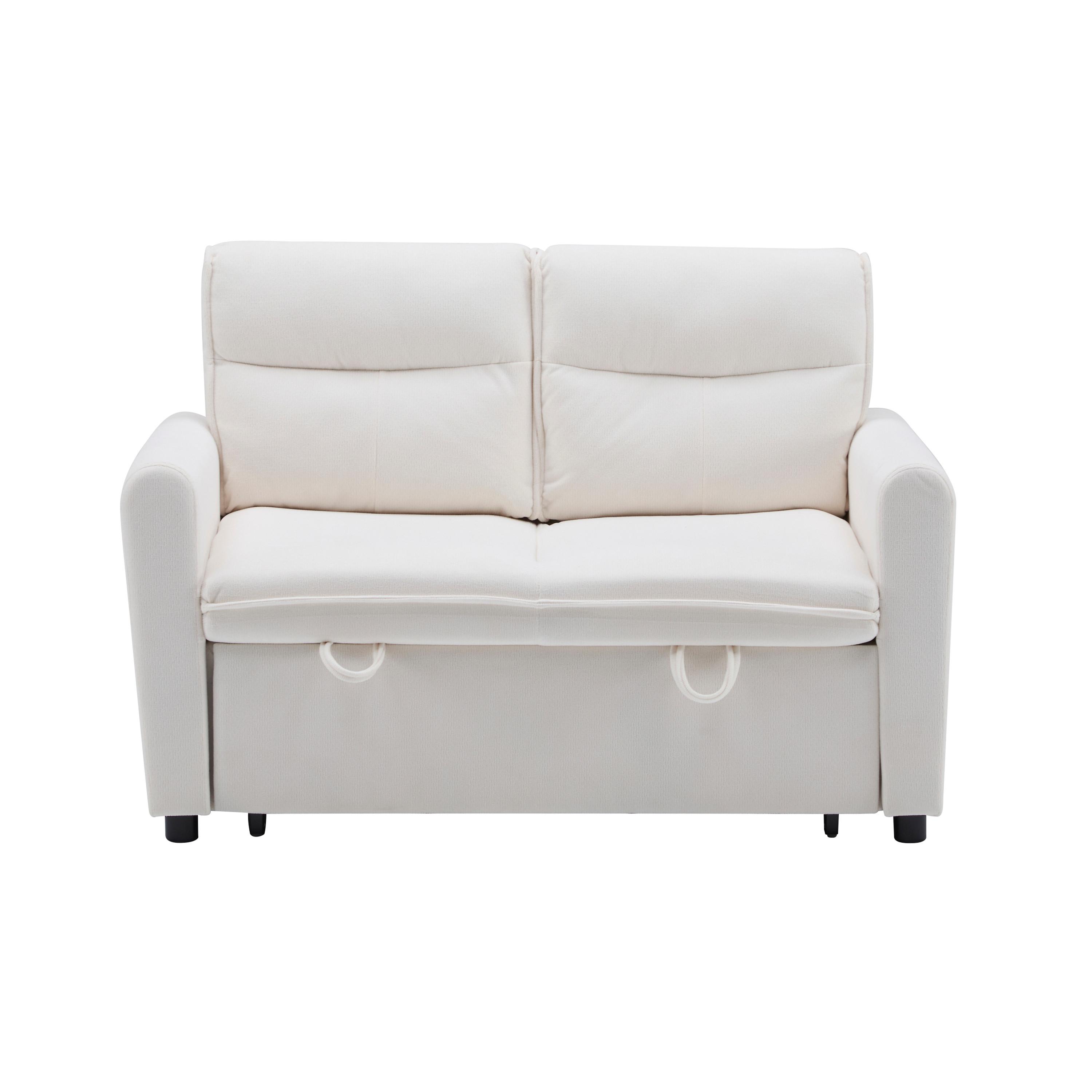 SCHLAFSOFAS mit abnehmbaren Kissen und verstellbarer Rückenlehne - Beige, Holzwerkstoff/Textil (127/87/90cm) - Urban Meuble