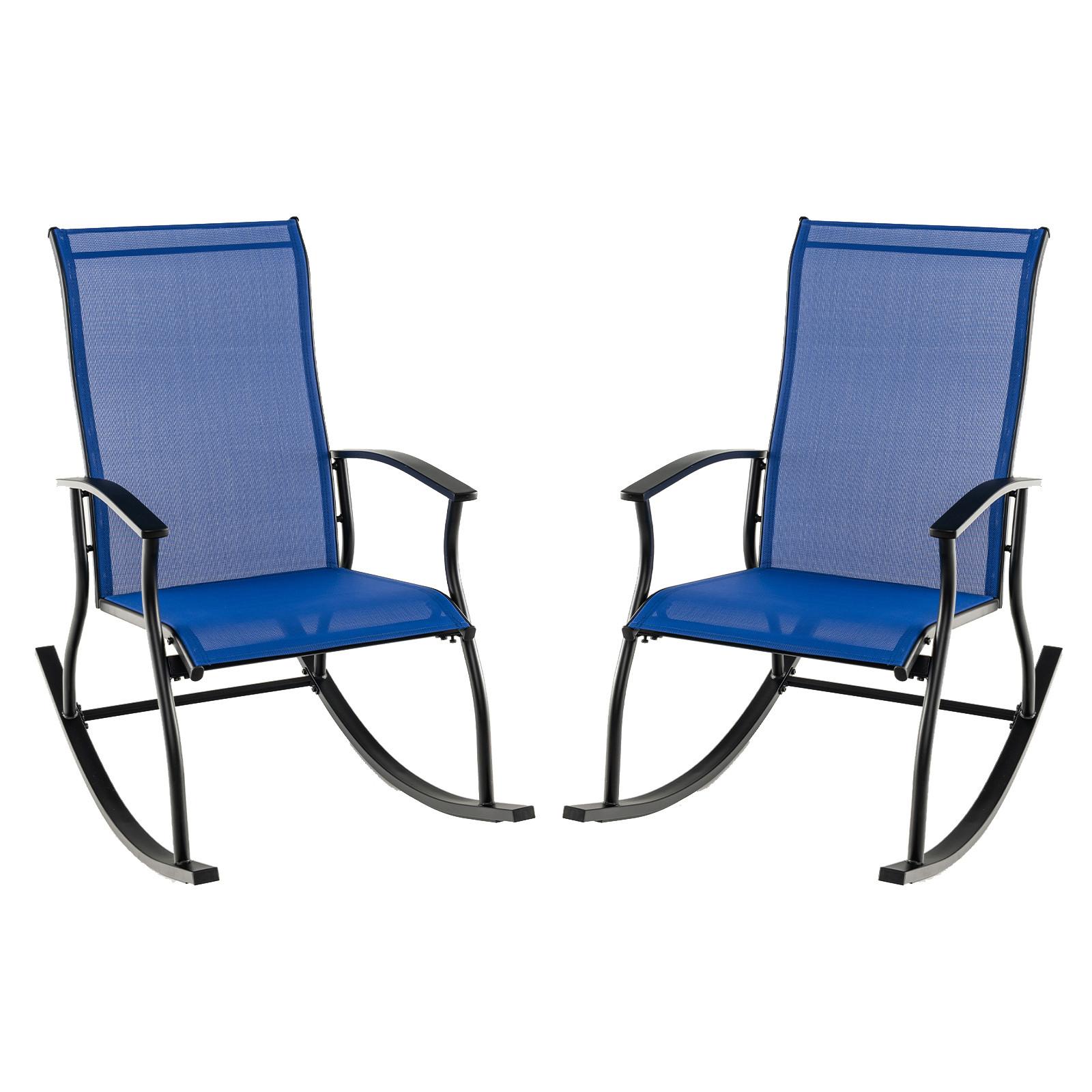 SCHAUKELBANK Marineblau(2er-Set) - Blau, Metall (102/100/68cm) - COSTWAY