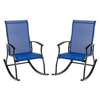 SCHAUKELBANK Marineblau(2er-Set) - Blau, Metall (102/100/68cm) - COSTWAY