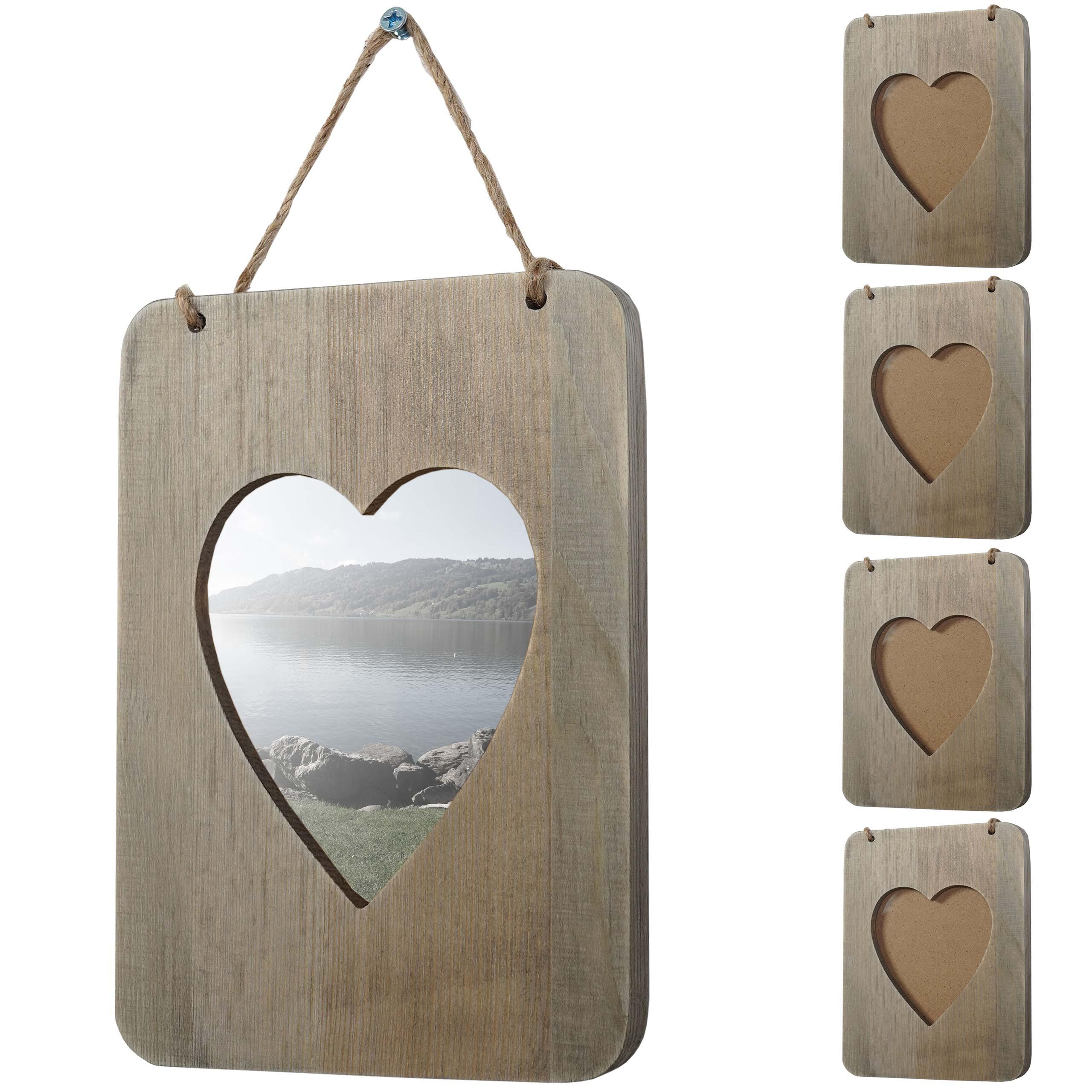 BILDERRAHMEN SHABBY-LOOK herz Grau - Grau, Holz (13/26cm) - MCW