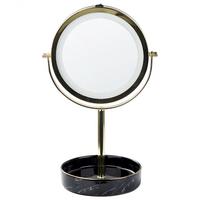 KOSMETIKSPIEGEL gold/schwarz mit LED-Beleuchtung 26 cm Savoie - Goldfarben/Schwarz, Metall (20/34/15cm) - Beliani