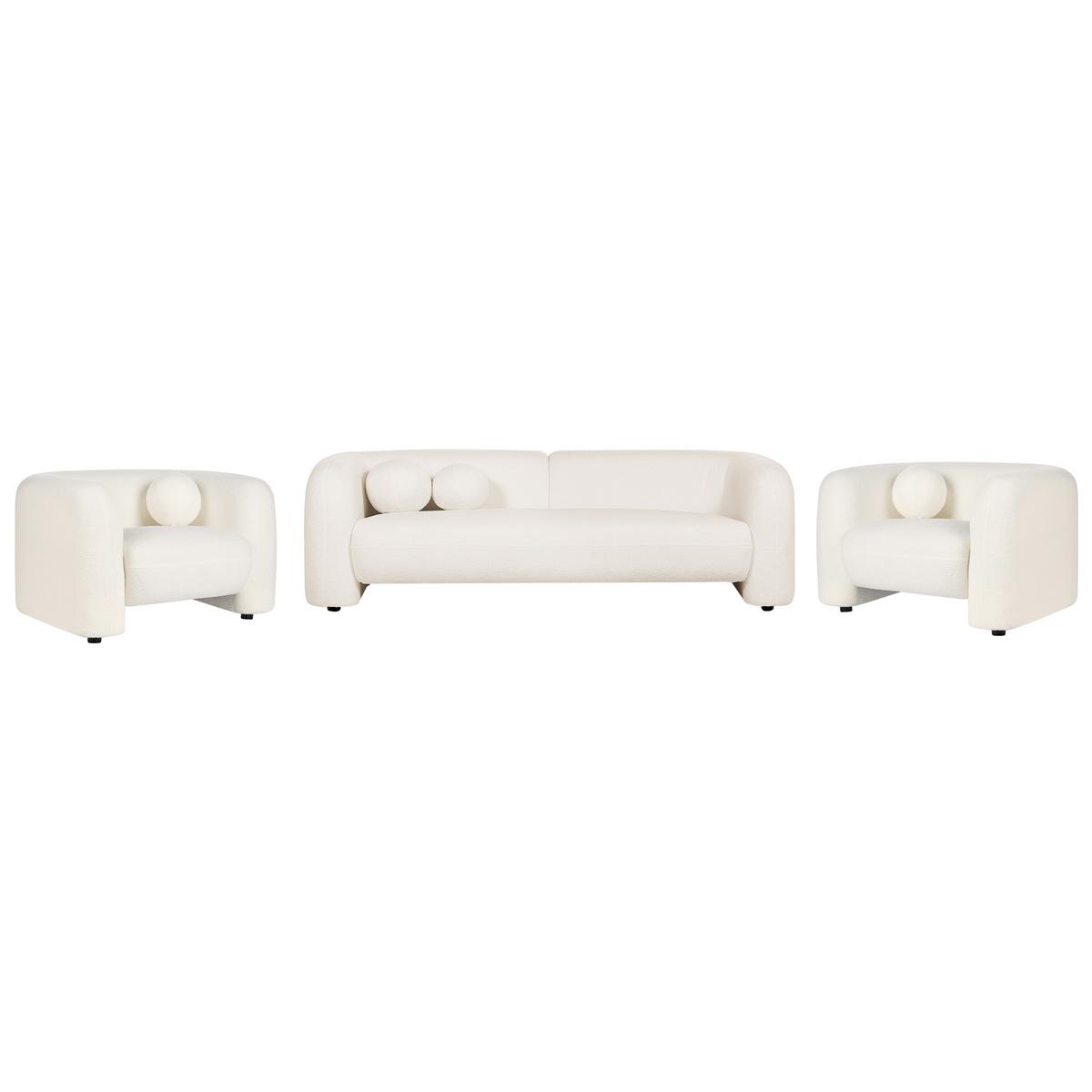 5-SITZER-SOFA SET Bouclé weiß Leiren - Weiß, Textil (83/83/224cm) - Beliani