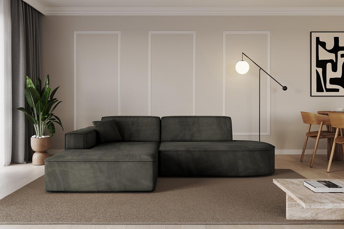 ECKSOFA Ottomane Links IREA-L1-v4 - 232x165x77 cm Schwarz - Schwarz, Holzwerkstoff/Textil (232/165cm) - ALTDECOR