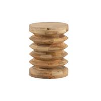 BEISTELLTISCH JELSA, Mango Massivholz, handgefertigt, Ø 35 x 45 cm - Hellbraun/Braun, Holz (35/35/45cm) - KADIMA DESIGN