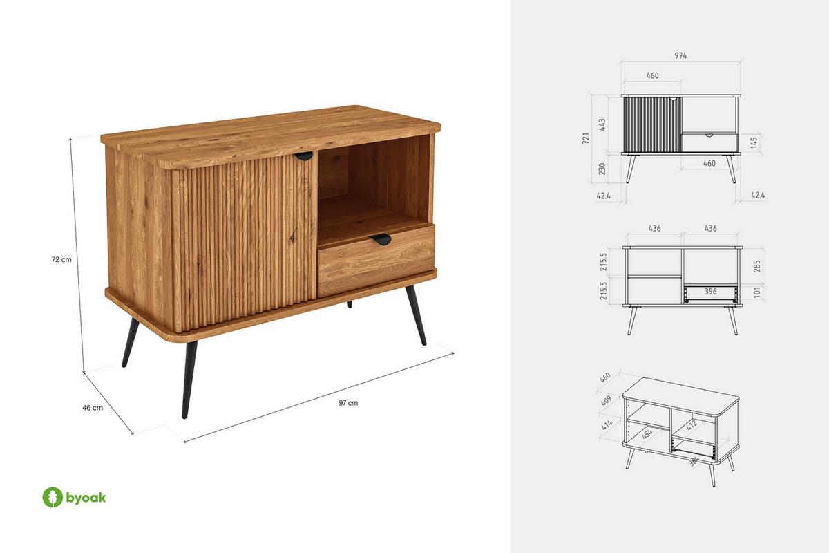 KOMMODE LINA - Kernbuche, Holz (97/72/46cm) - byoak